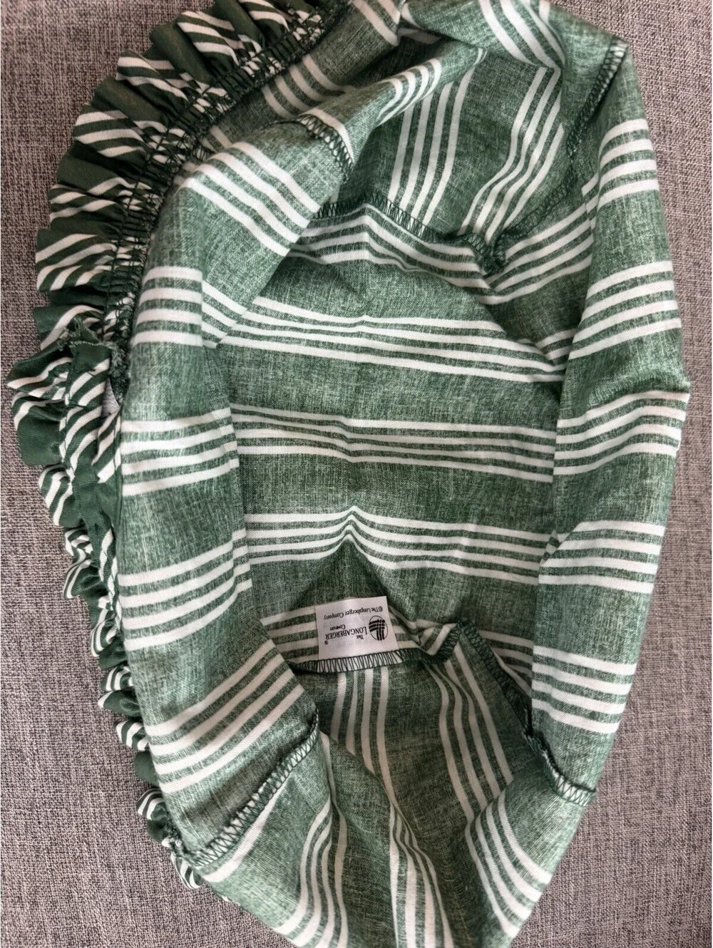 Longaberger Spring Basket Fabric Liner In Hunter Green Stripe New